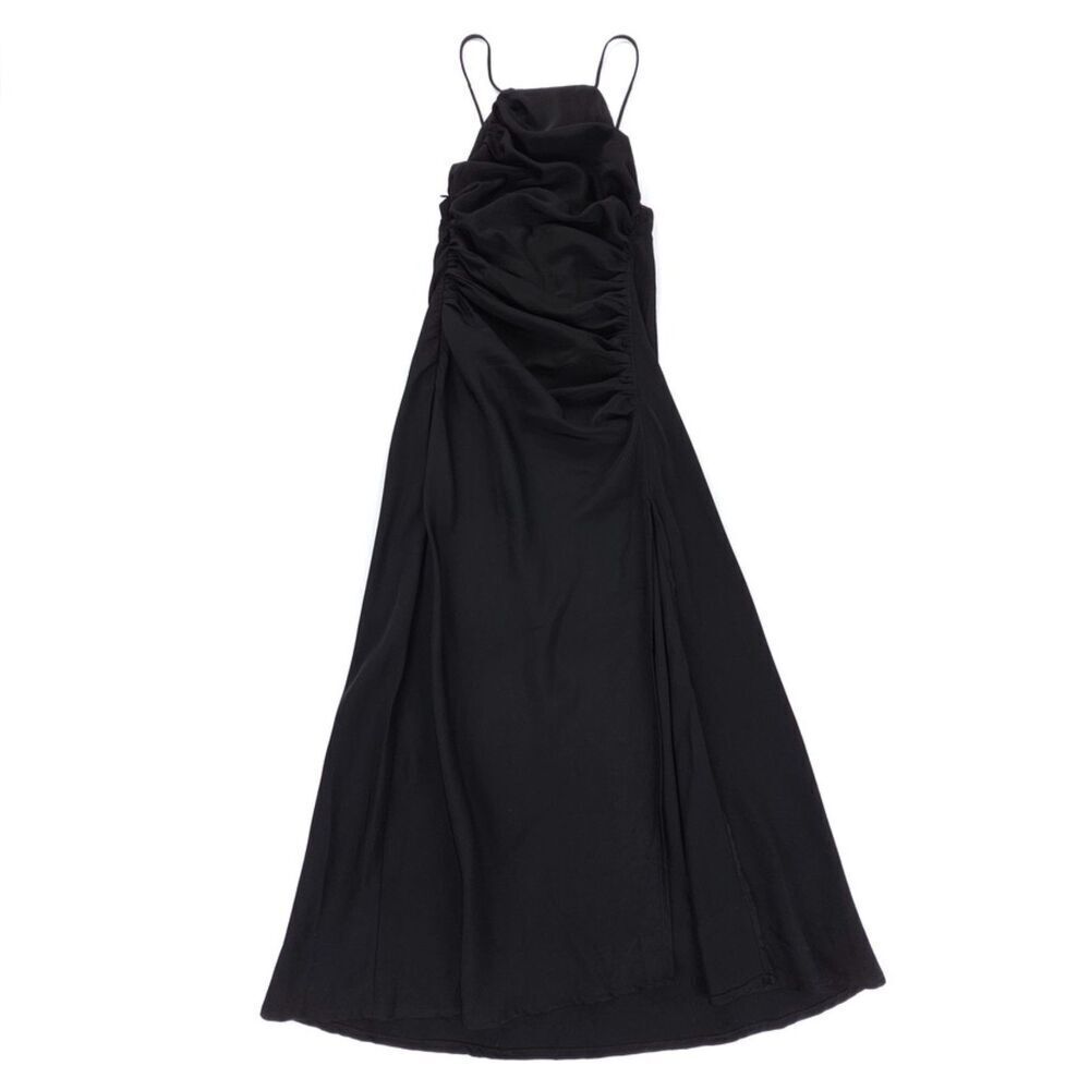 NWT Astr Armona Dress Black 90s Minimal Square Neck Ruched Midi Clean Girl Y2k